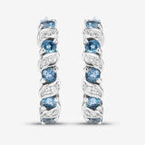 Genuine London Blue Topaz Hoop Earrings