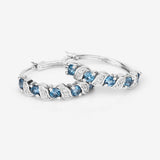 Genuine London Blue Topaz Hoop Earrings