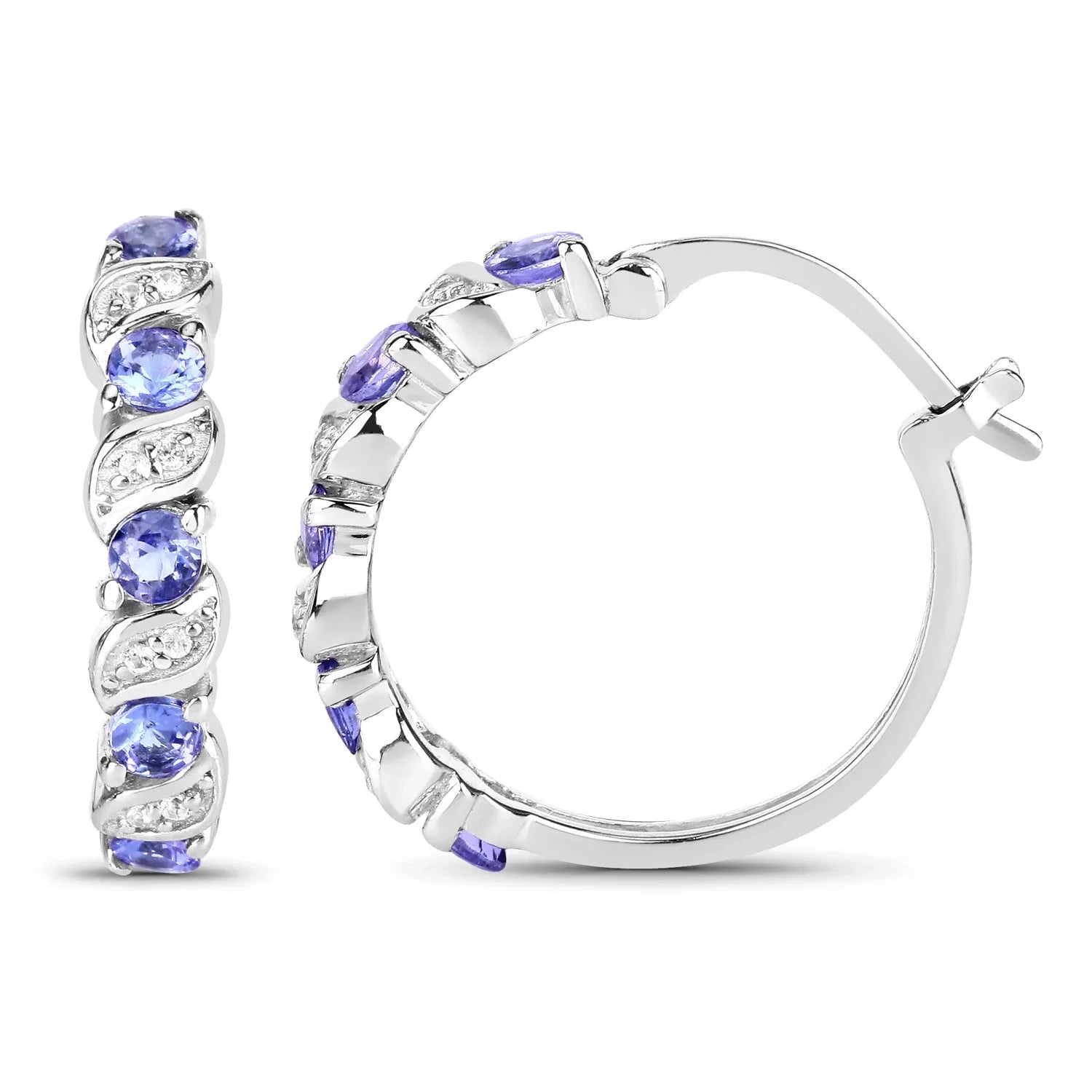 Genuine Tanzanite Hoop Earrings