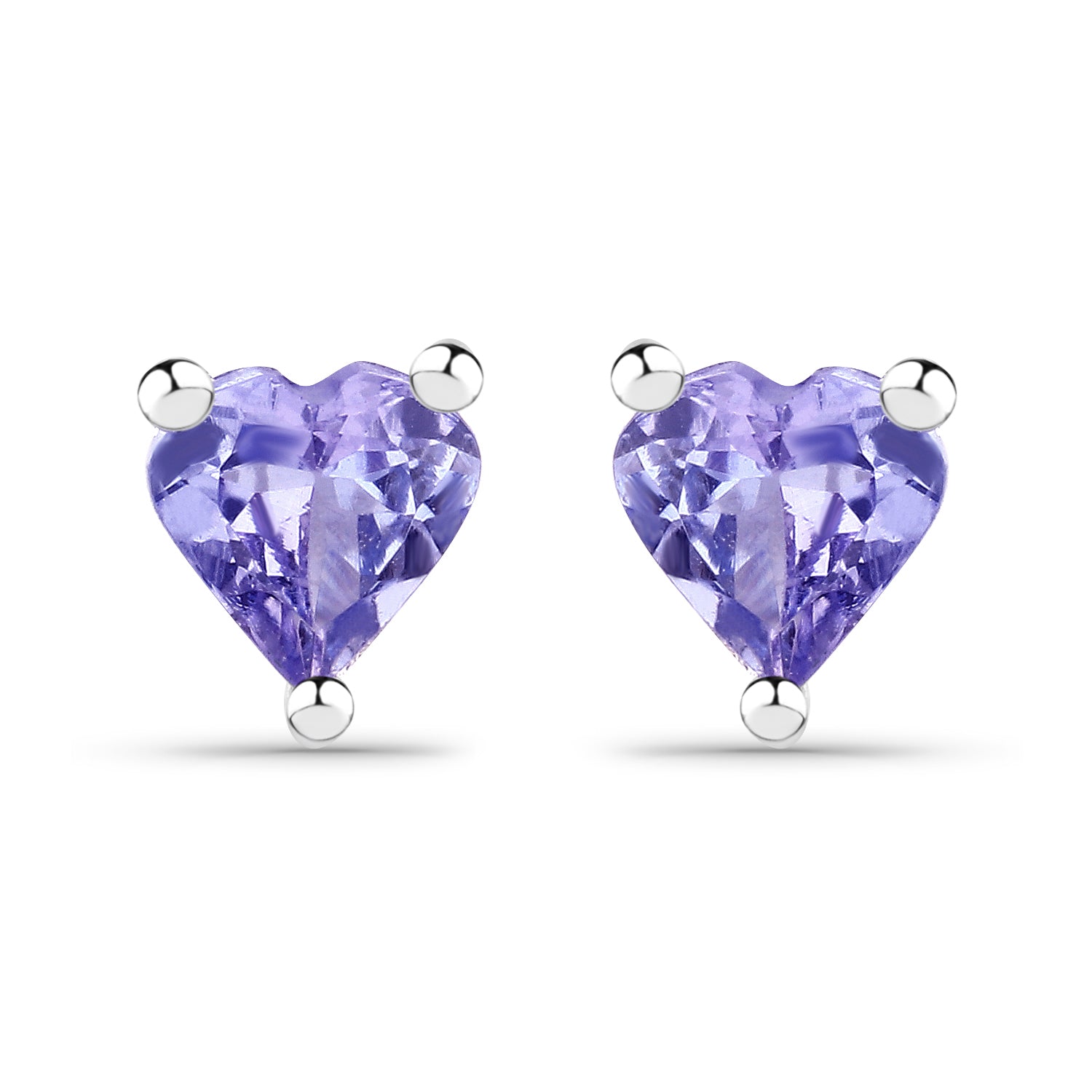 Genuine Tanzanite Heart Stud Earrings