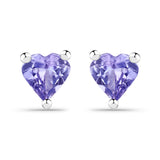 Genuine Tanzanite Heart Stud Earrings