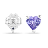 Genuine Tanzanite Heart Stud Earrings