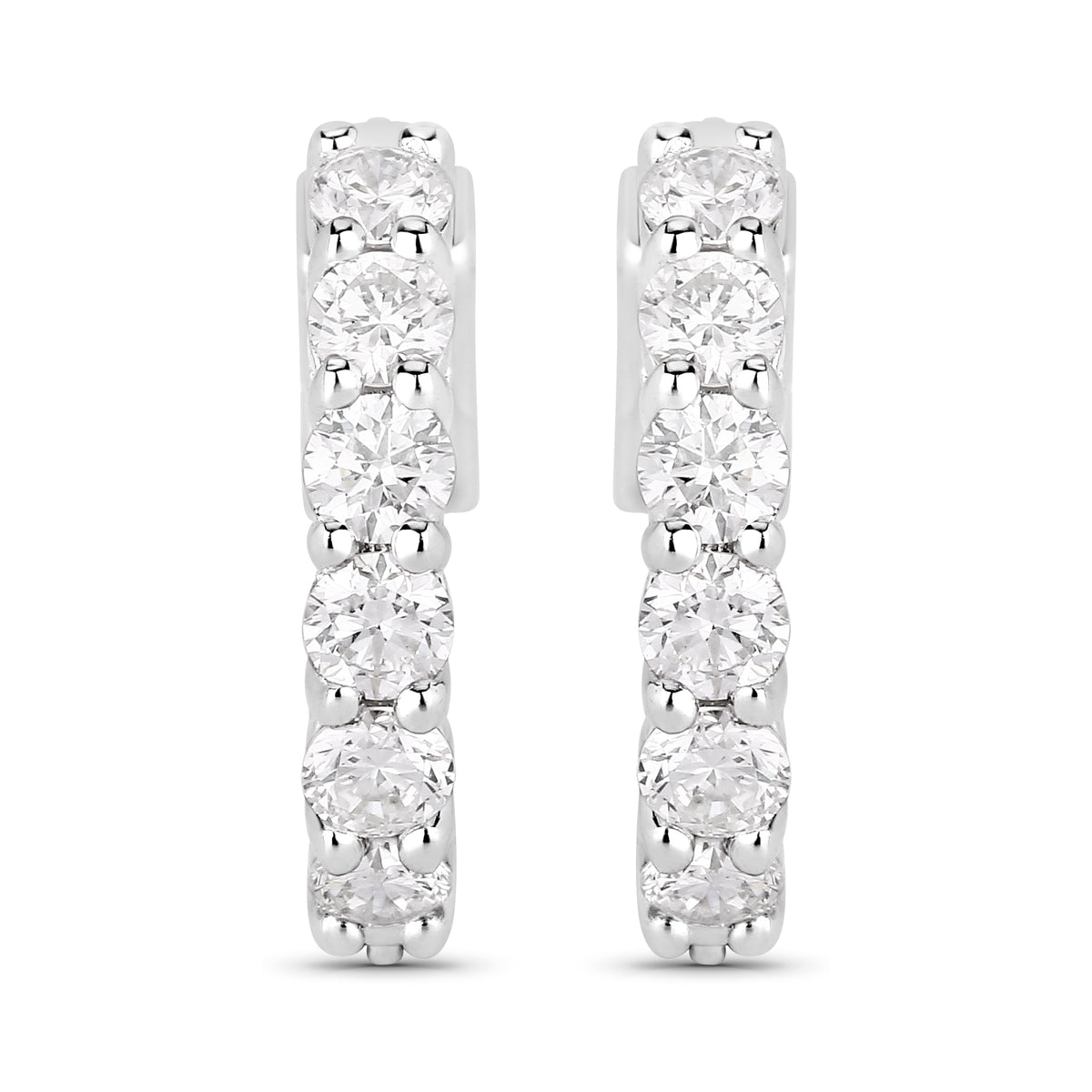 1.32 Ctw Round White Lab Created Diamond Sterling Silver Tennis Huggie Hoop Earrings