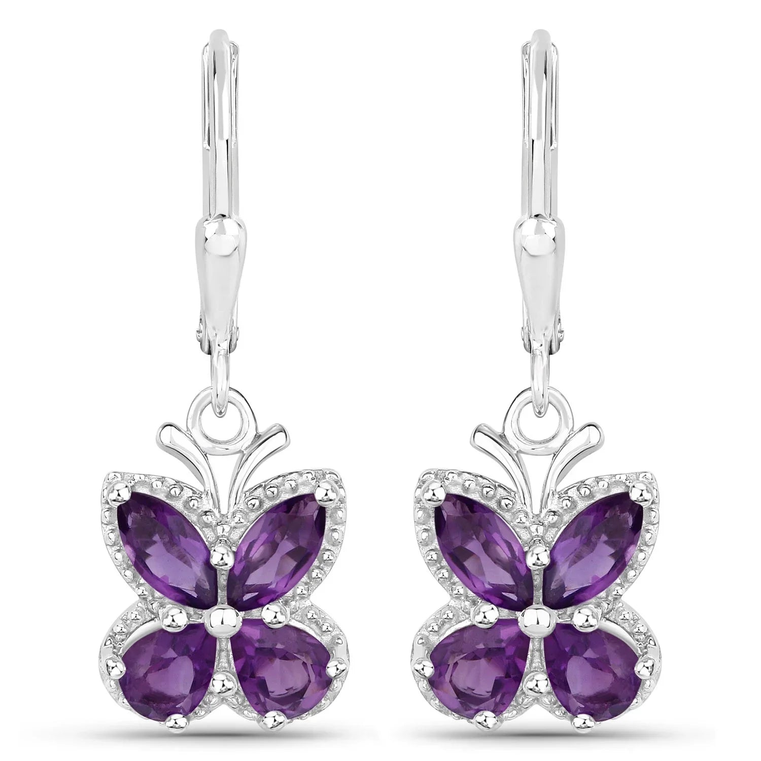Natural Amethyst Butterfly Earrings
