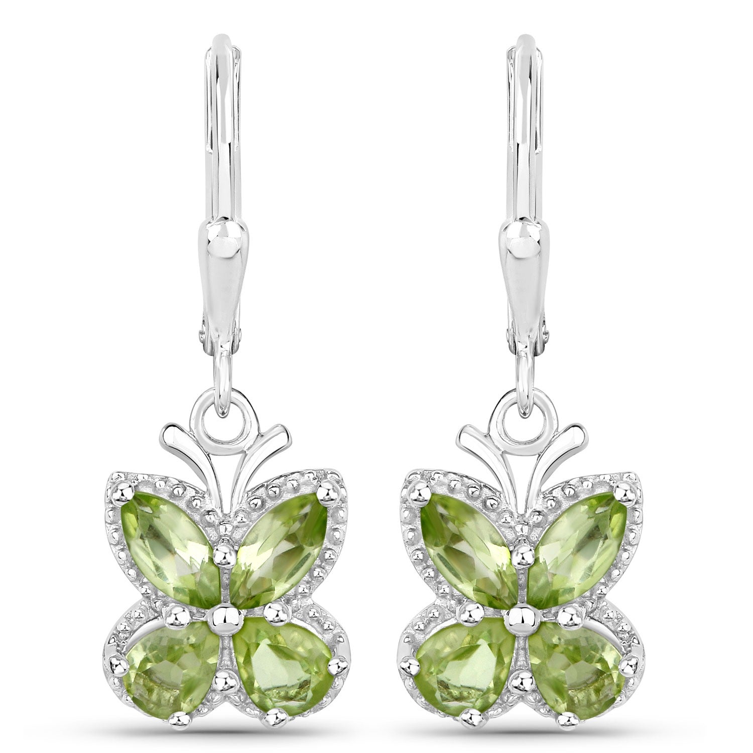 Natural Green Peridot Butterfly Earrings