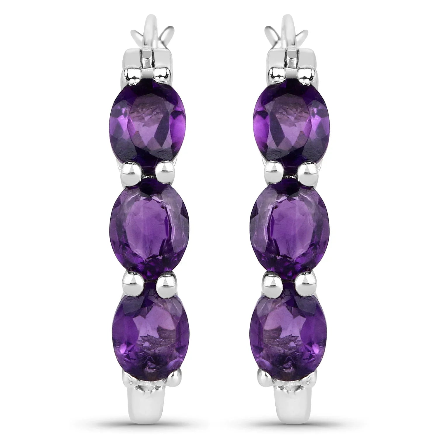 Genuine Purple Amethyst and Diamond Earrings