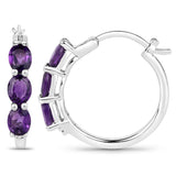 Genuine Purple Amethyst and Diamond Earrings