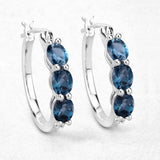 Genuine London Blue Topaz Diamond Earrings