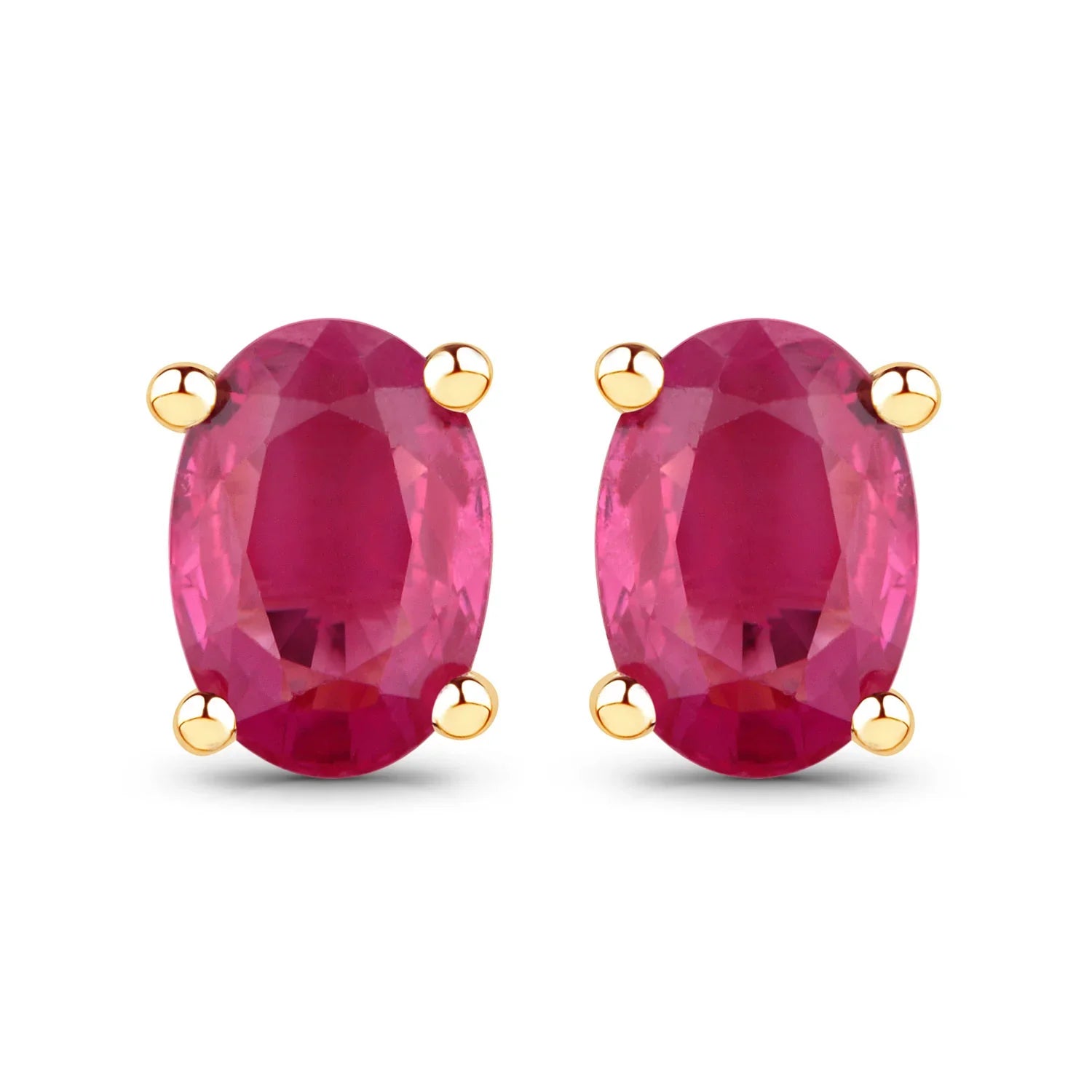 Genuine Pink Ruby 10K Gold Studs Earrings