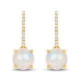 14K Gold Opal Drop Earrings with Diamonds