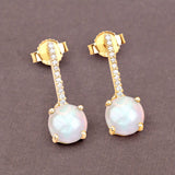 14K Gold Opal Drop Earrings with Diamonds