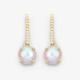 14K Gold Opal Drop Earrings with Diamonds