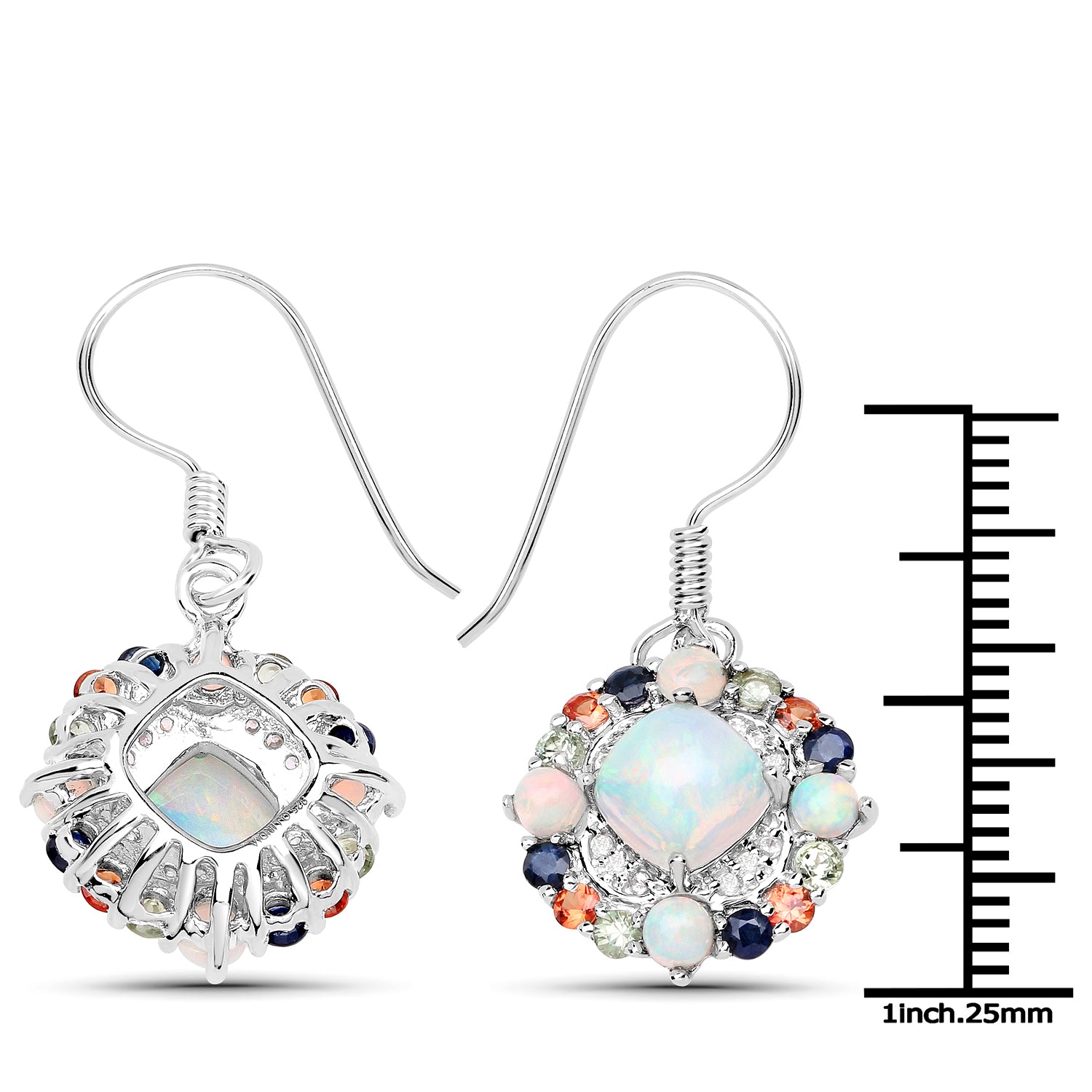 Genuine Silver Opal Dangle Earrings