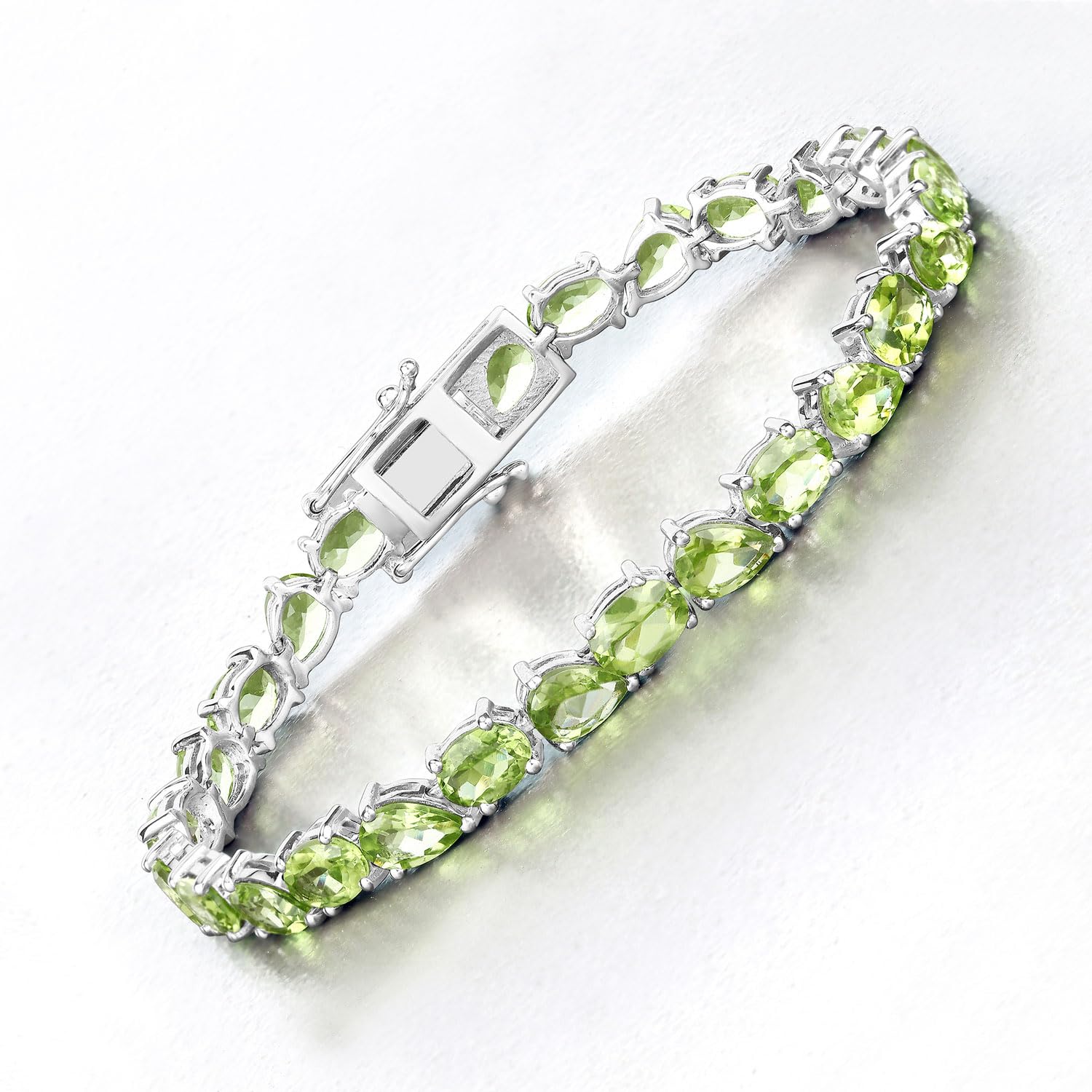 Natural Peridot Tennis Bracelet Silver Fine Color Jewels
