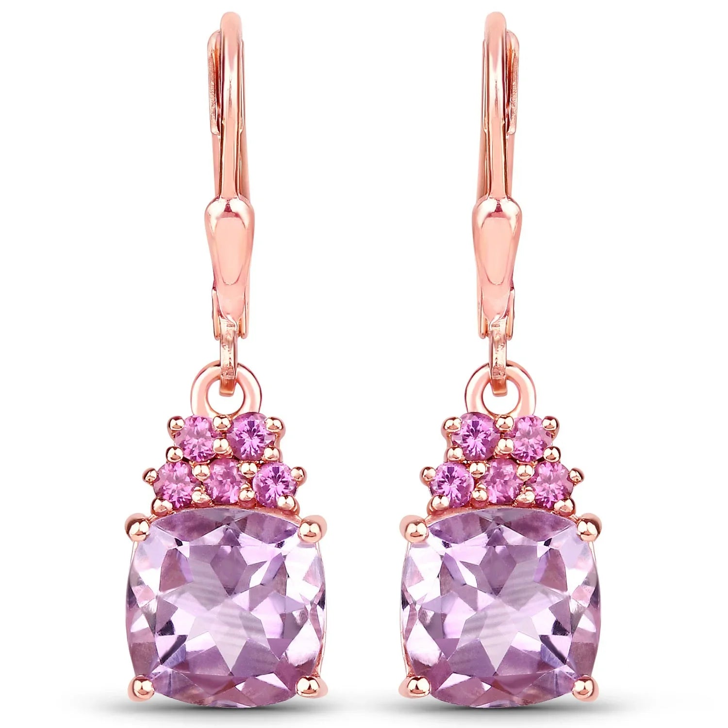 Pink Amethyst Cushion Dangle Earrings Fine Color Jewels amethyst earrings, Amethyst Earrings February Birthstone, cushion earrings, dangal earrings, purple stone earrings silver, real amethyst earrings, silver and amethyst earrings, sterling silver amethyst earrings
