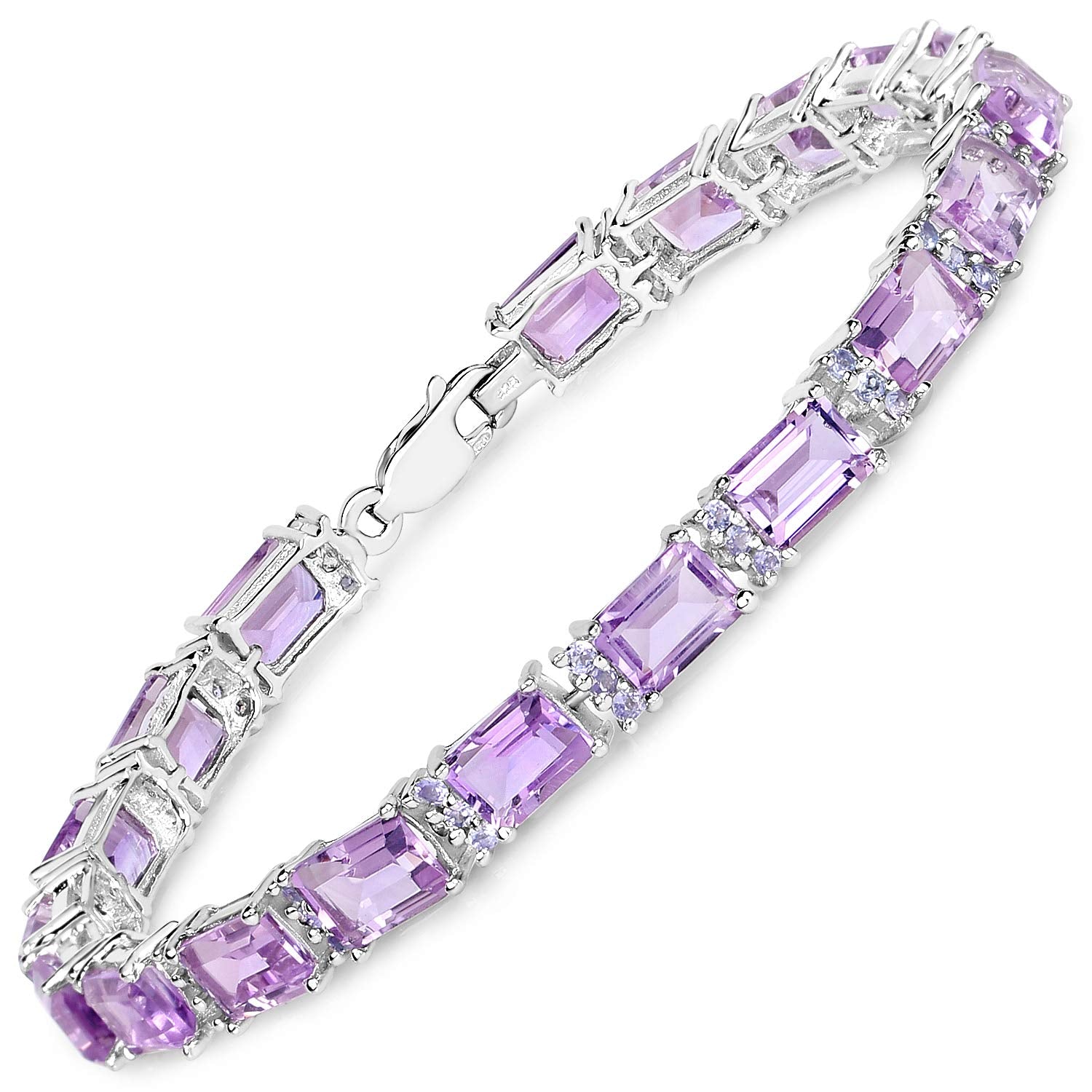 Natural Amethyst and Tanzanite Tennis Bracelet Silver Fine Color Jewels