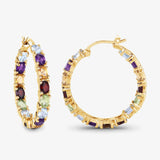 Multicolor Gemstone Hoop Earrings