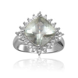 Green Amethyst Cushion Halo Ring Fine Color Jewels affordable rings, amethyst rings, best gift for girls, best gift for women, Christmas gift, dla-dm-discount-all-154898, gift for her, Gift for Mom, gift for women, gift from daughter, Green Halo Ring, green silver rings, green stone ring, Mother's Day Gift, New Year gift, Silver Halo Ring, Valentine's Day gift, white topaz rings