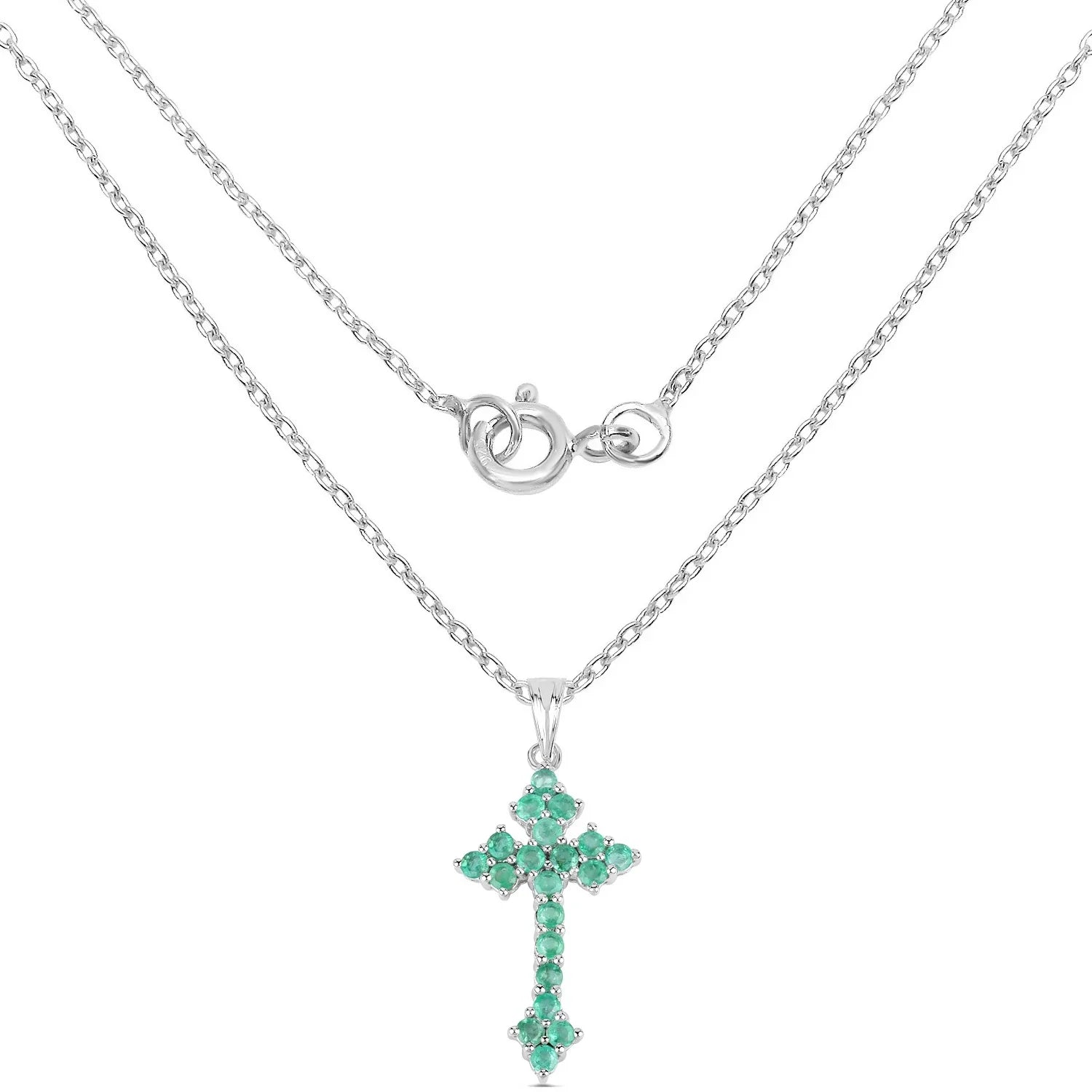 Genuine Zambian Emerald  Cross Necklace