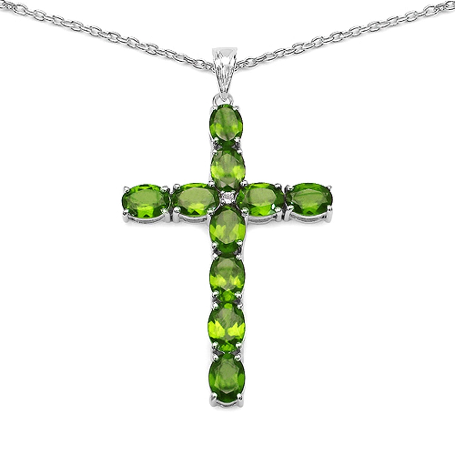 Natural Green Peridot Cross Necklace