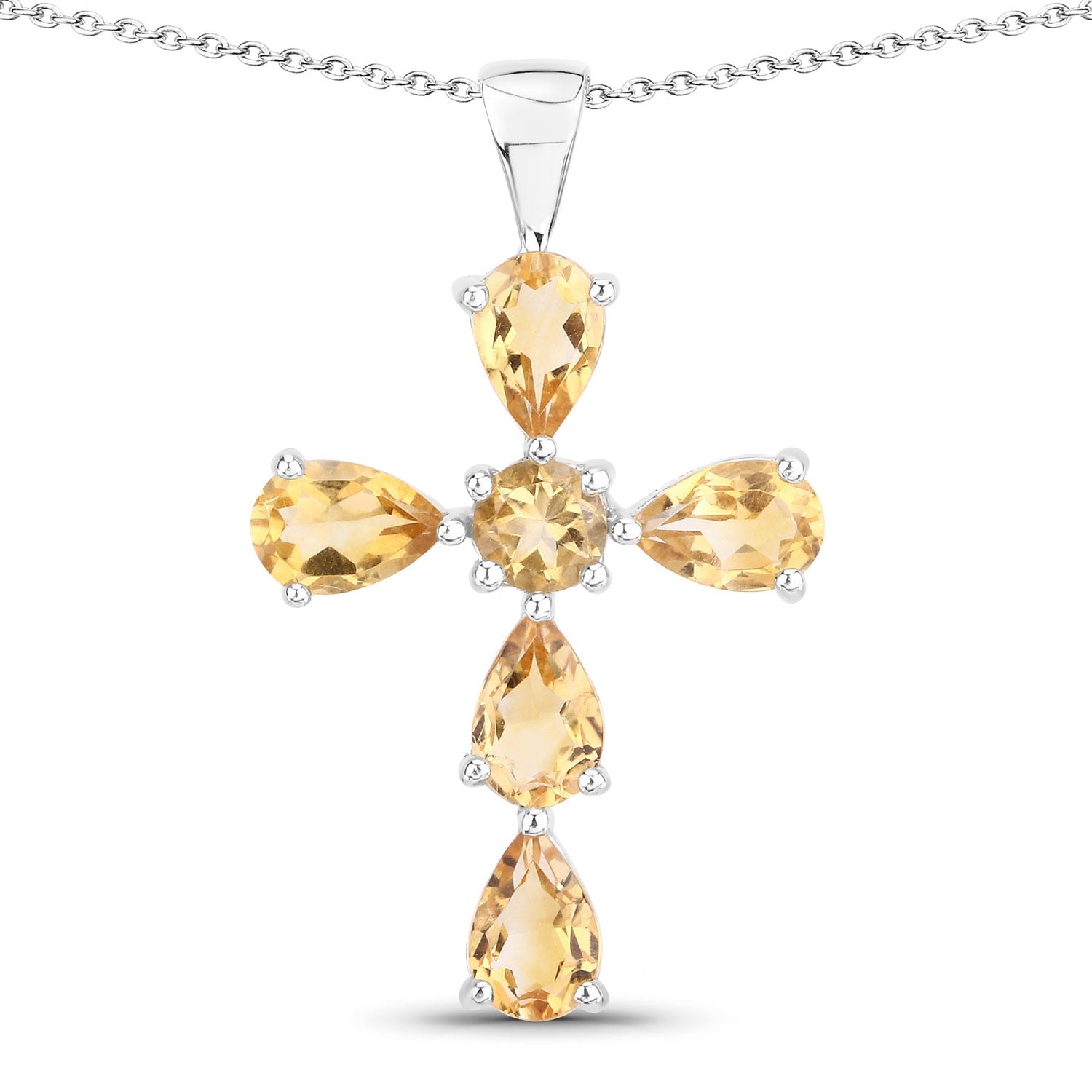 Natural Golden Citrine Cross Necklace