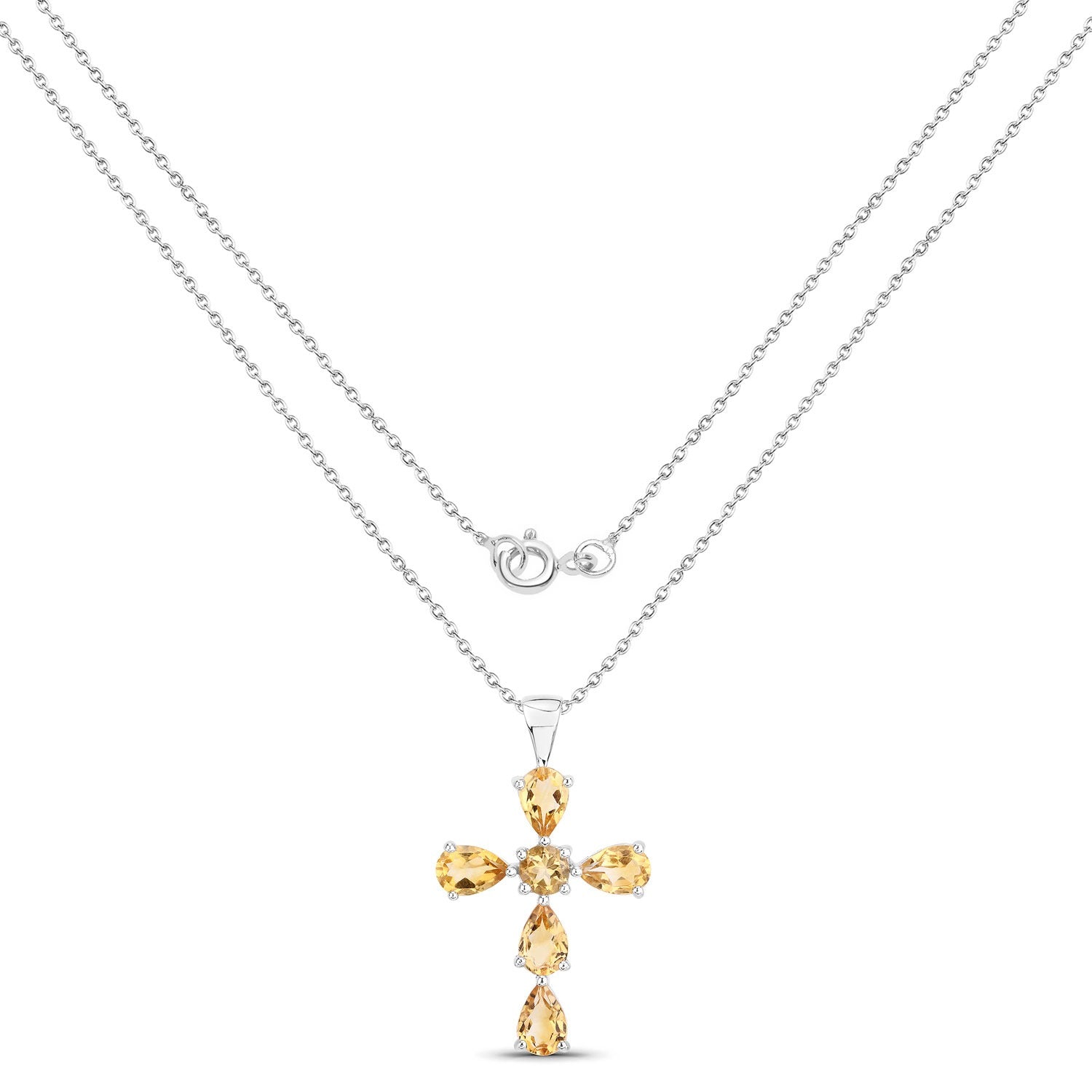 Natural Golden Citrine Cross Necklace