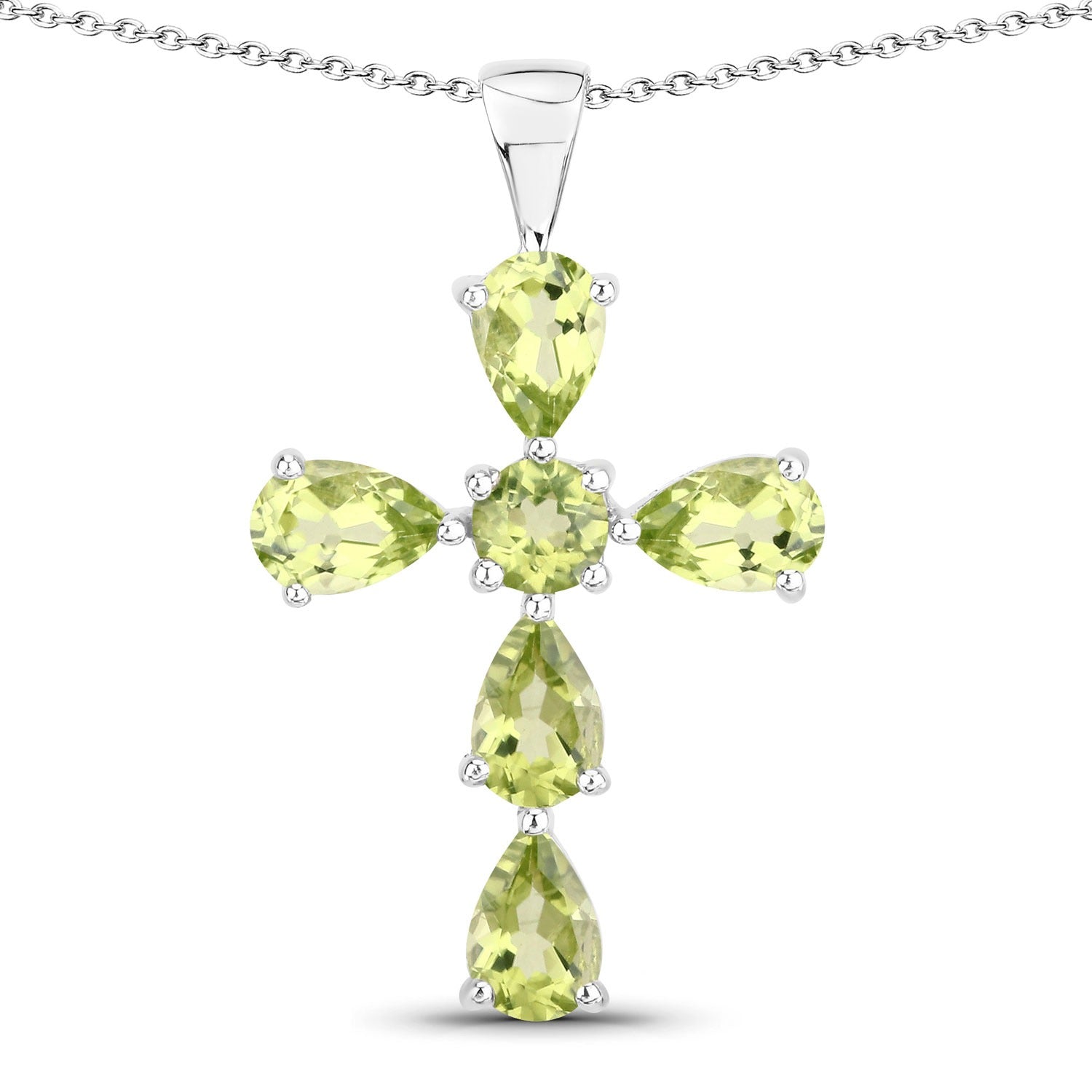 Genuine Green Peridot Cross Necklace