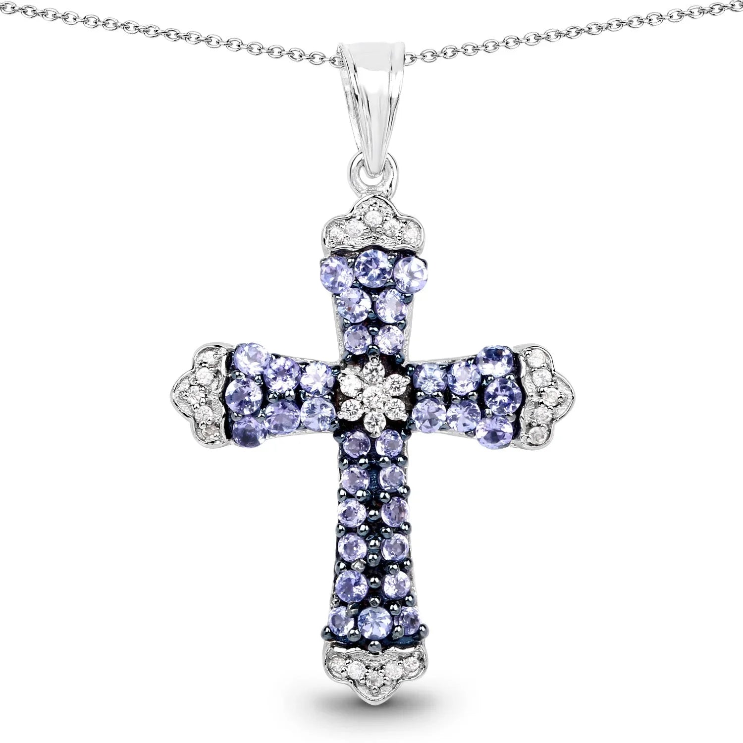 Natural Tanzanite Cross Necklace