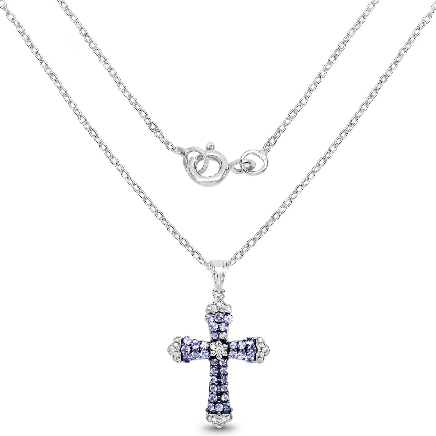 Natural Tanzanite Cross Necklace