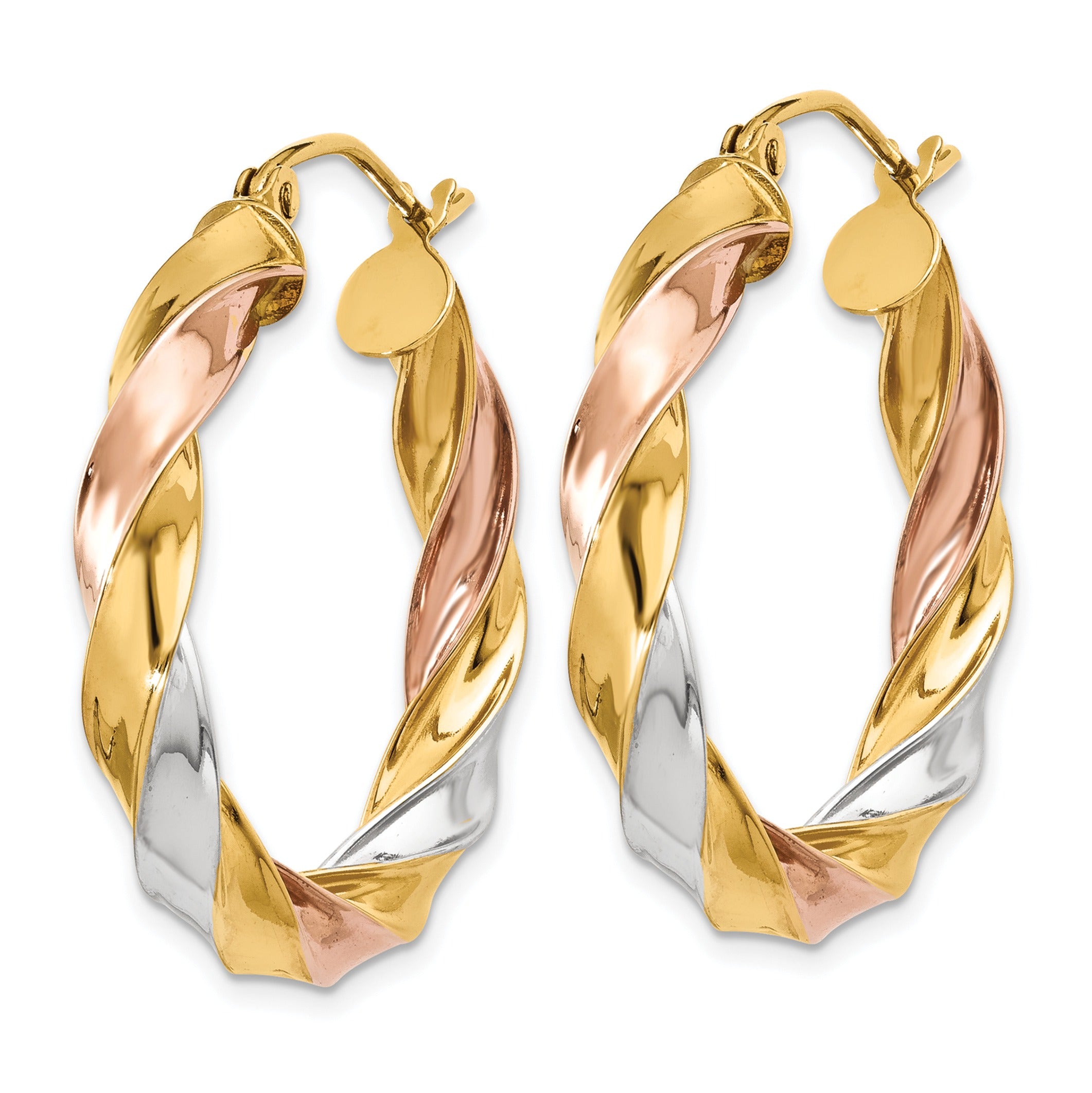 10k Gold Light Twisted Hoops Earrings