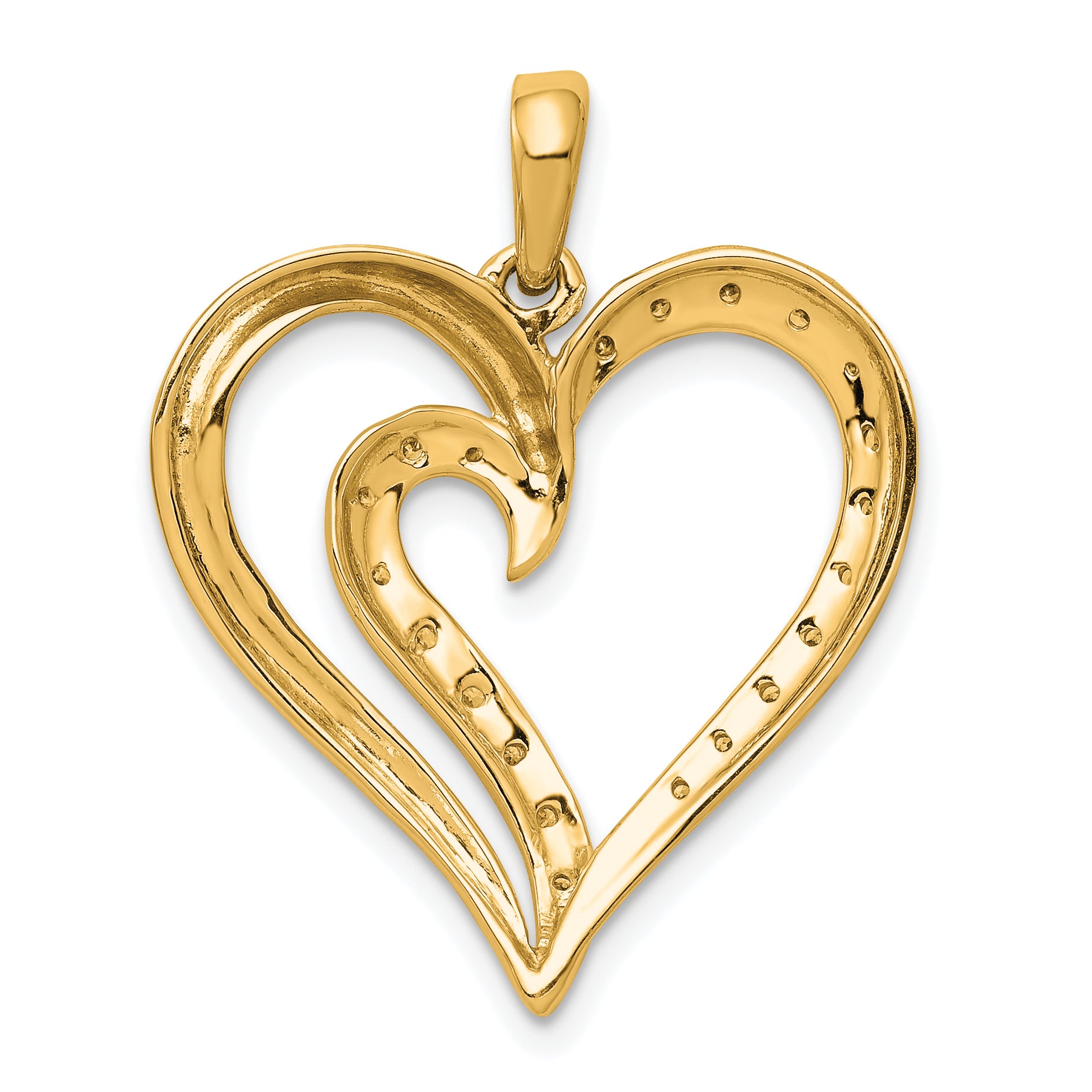14k 1/10 carat Diamond Fancy Gold Heart Pendant