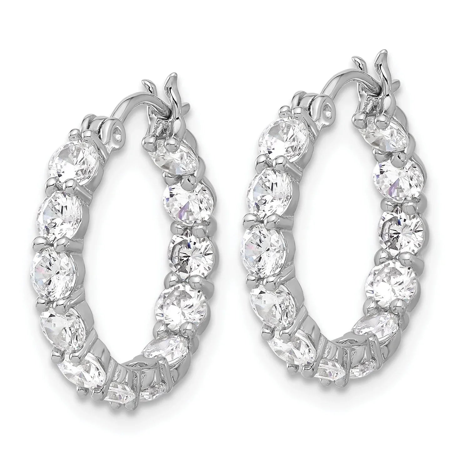 In and Out CZ Hoop Earrings Silver