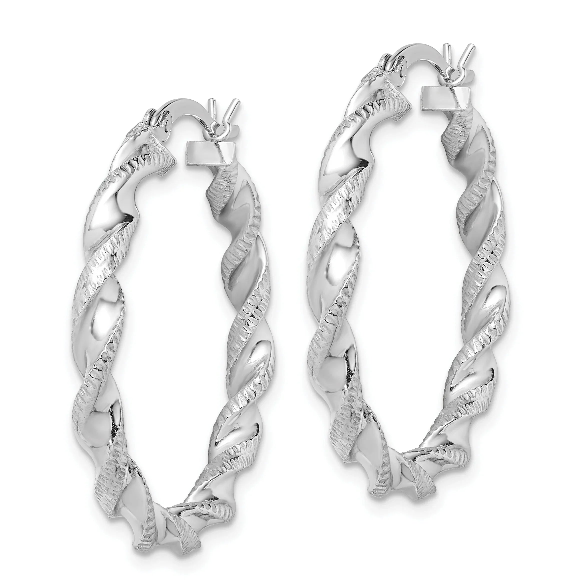 Twisted Silver Hoop Earrings