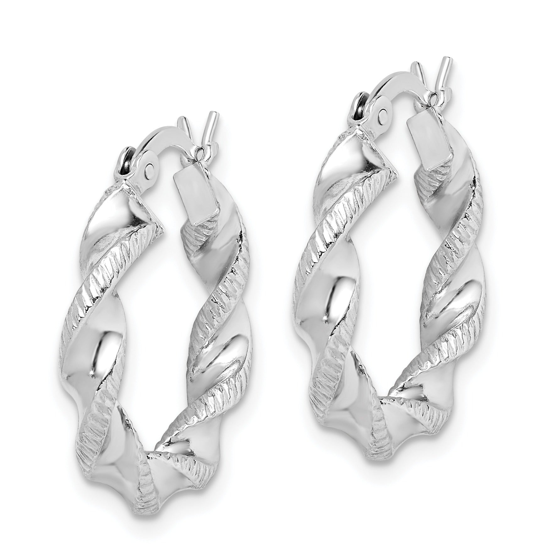 Twisted Hoop Earrings Silver