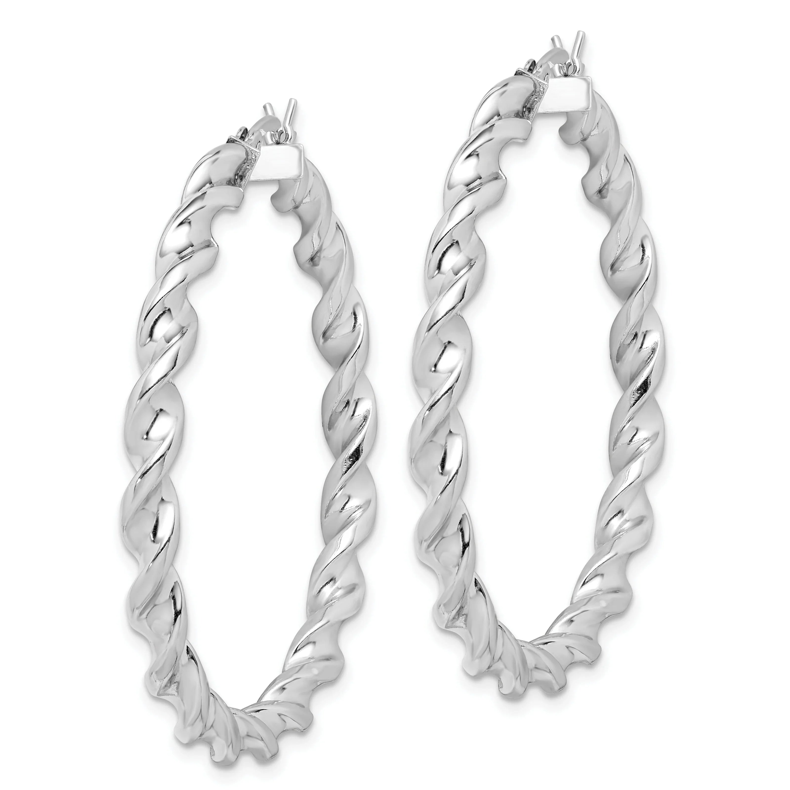Twisted Silver Hoops Earrings