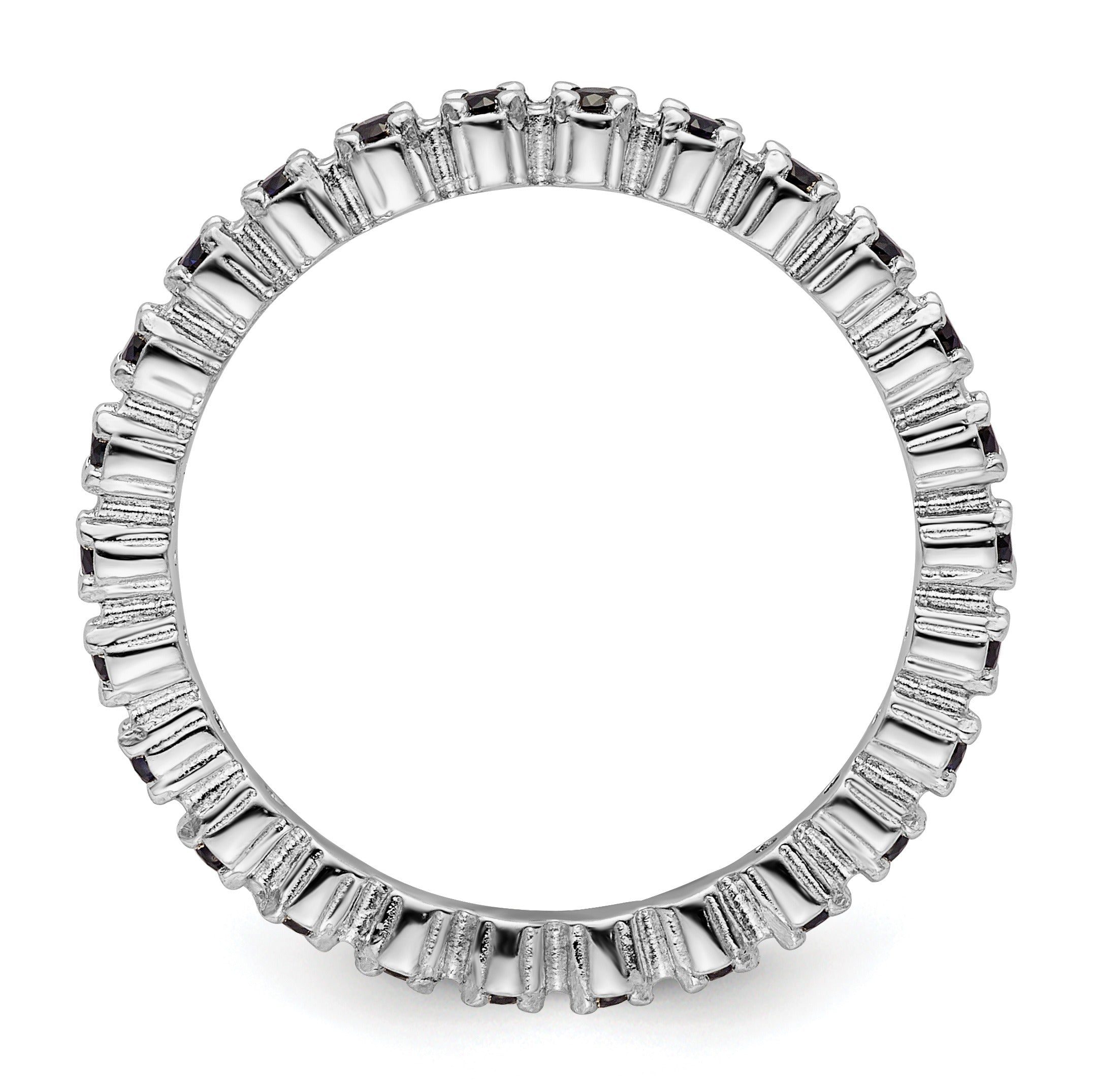 0.47 Ct Round Created Blue Sapphire Prong Silver Stackable Eternity Ring