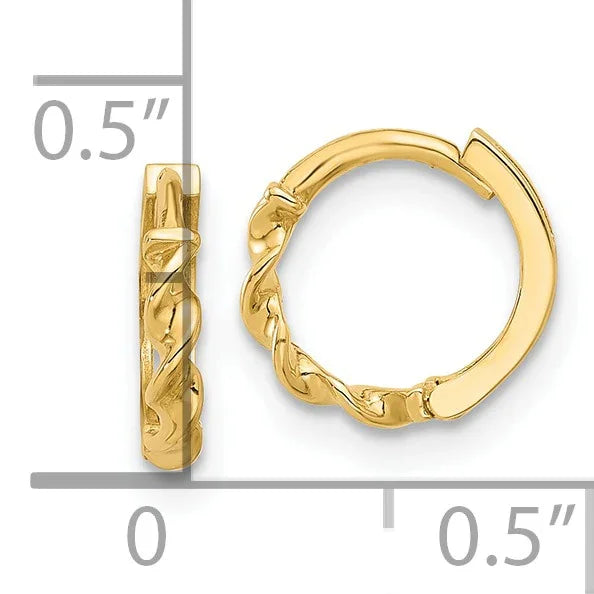 14K Gold Twisted Hinged Hoop Earrings