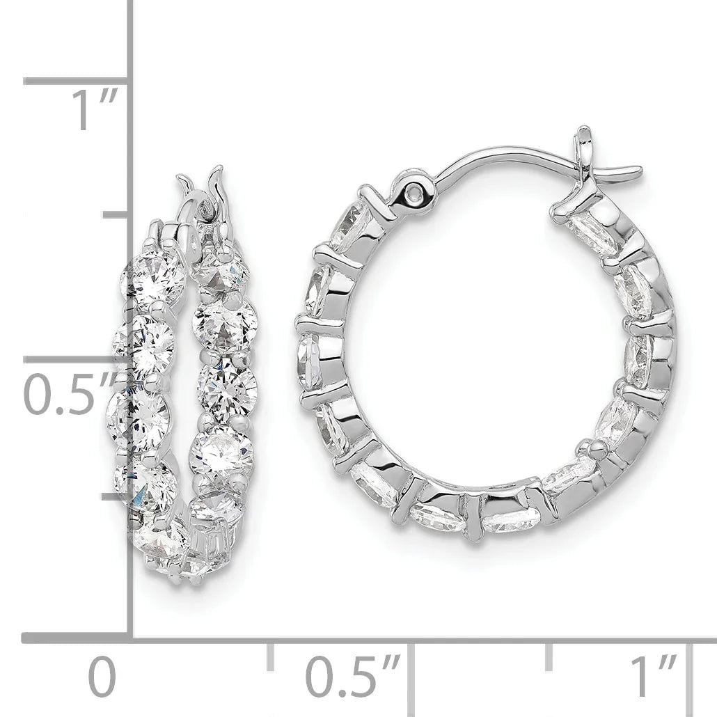 In and Out CZ Hoop Earrings Silver