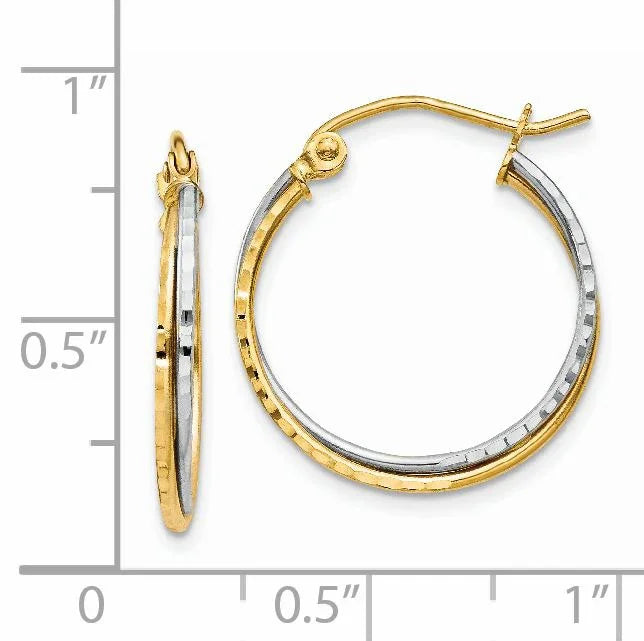 14K Gold Diamond Cut Hoops Earrings