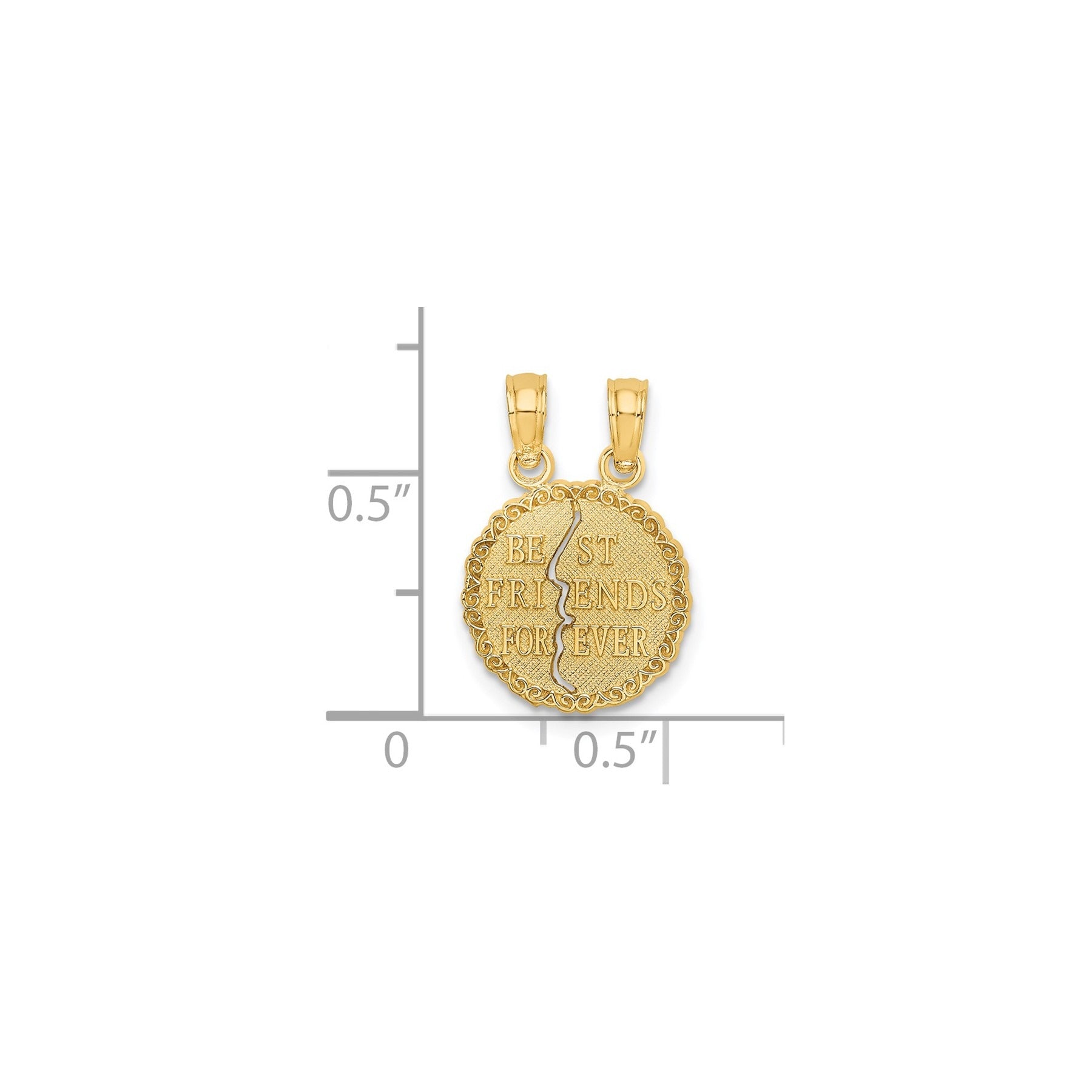 14K Gold Best Friends Forever Break-apart charms Pendant Fine Color Jewels