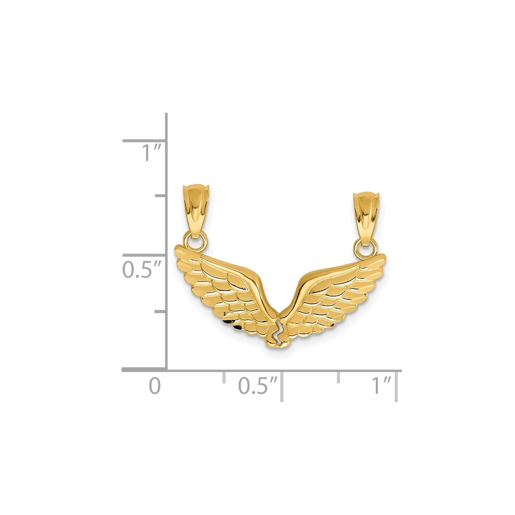 14k Gold 2-Piece Break Apart Angel Wing Pendant