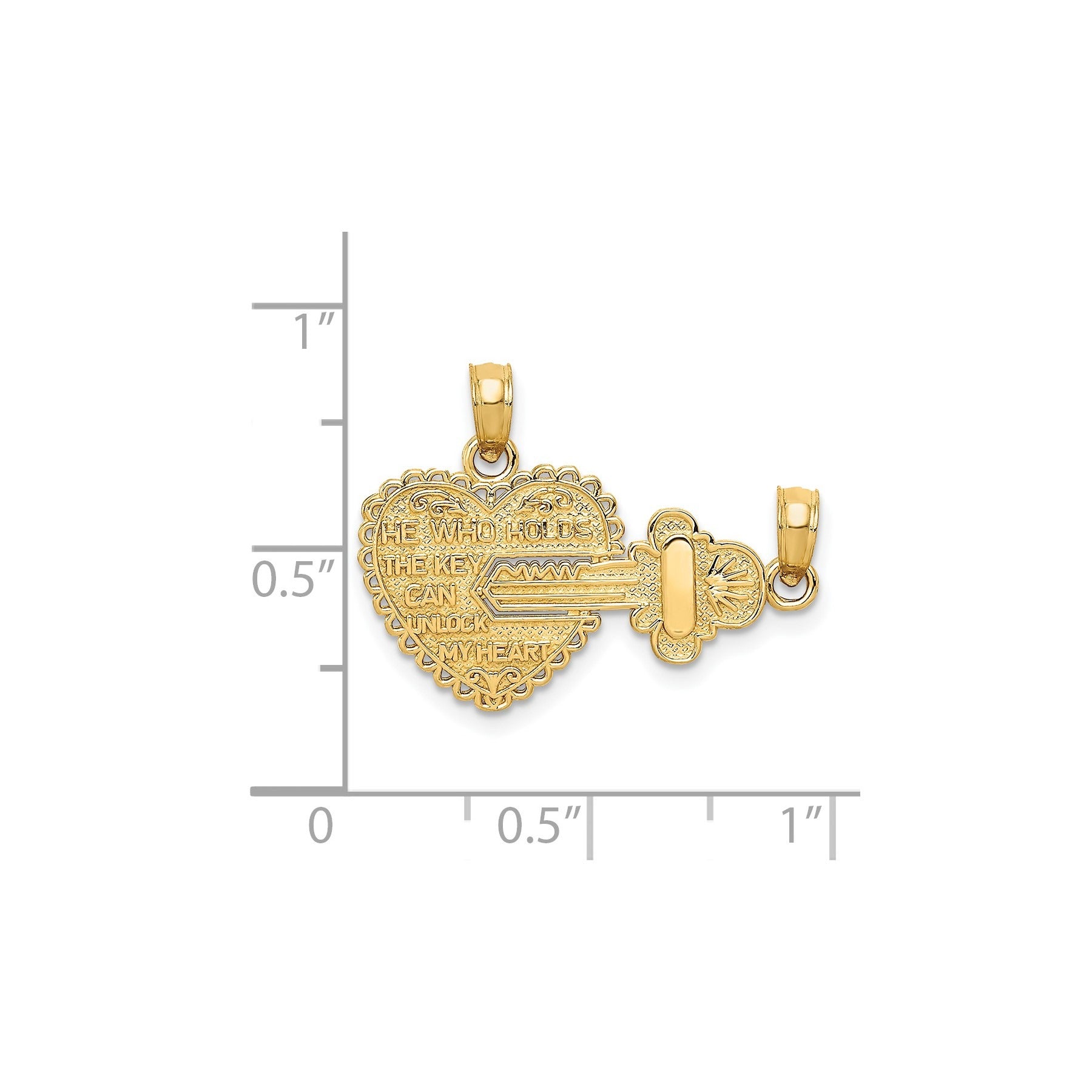 14K Solid Gold Break-Apart Charm Pendant for Couple Fine Color Jewels