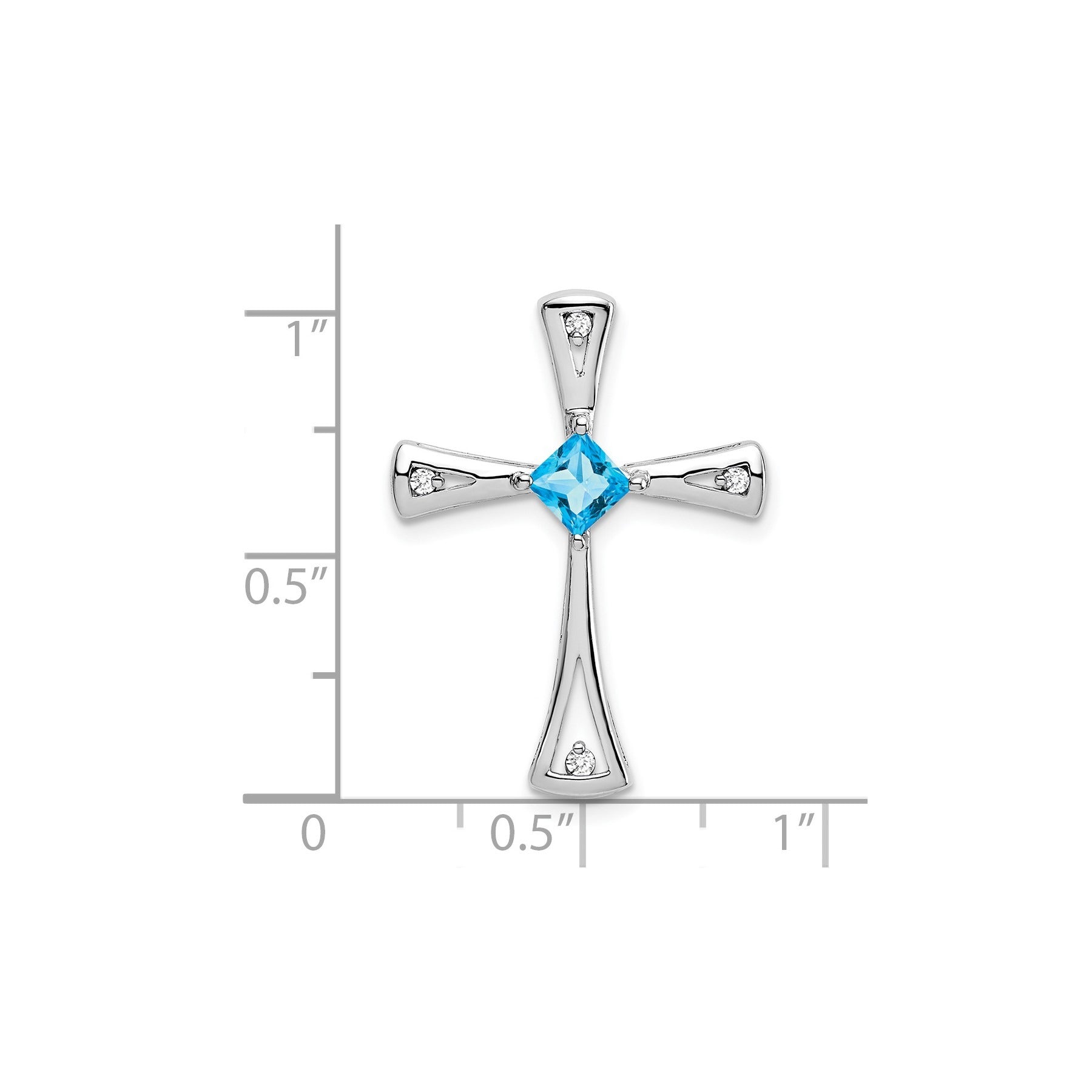 Natural Swiss Blue Topaz and Diamond Cross Chain Slide Pendant