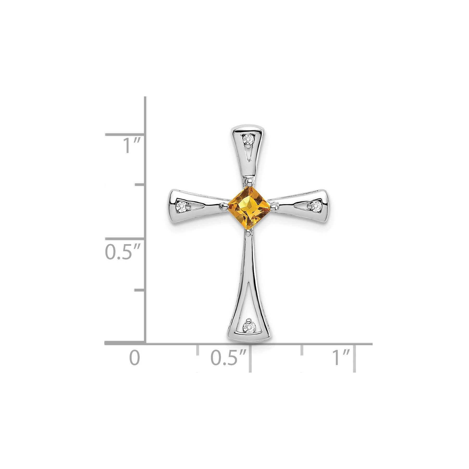 Natural Citrine Diamond Cross Chain Slide Pendant
