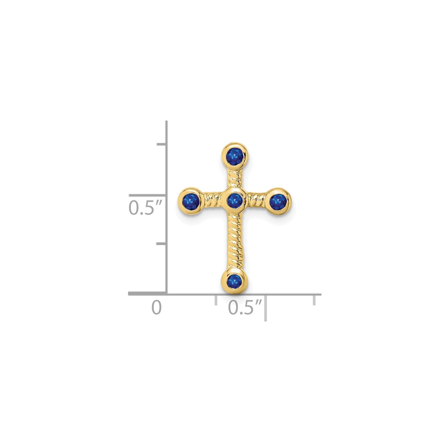 Natural Blue Sapphire Cross Gold Pendant