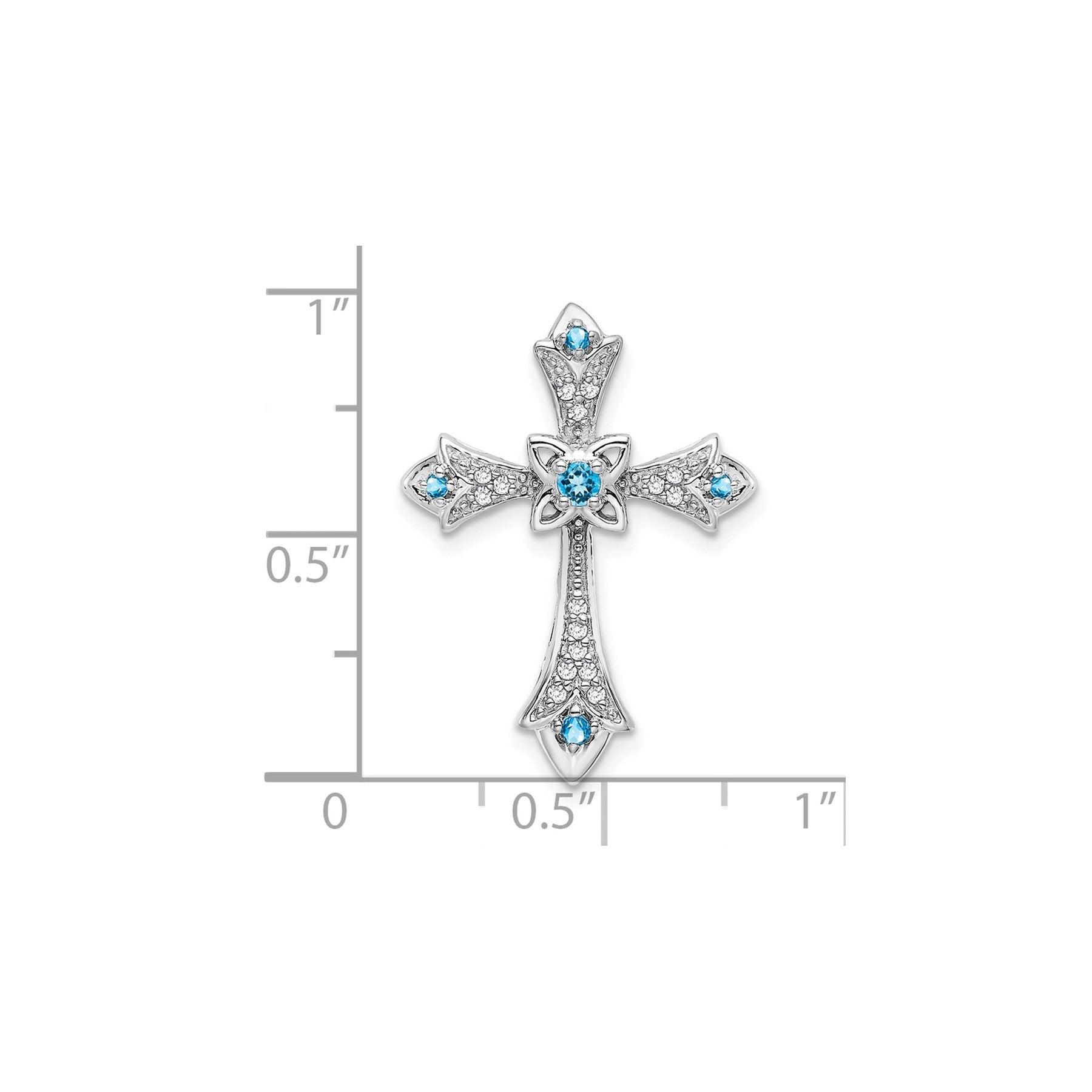 Gold Round Natural Swiss Blue Topaz and Diamond Pendant