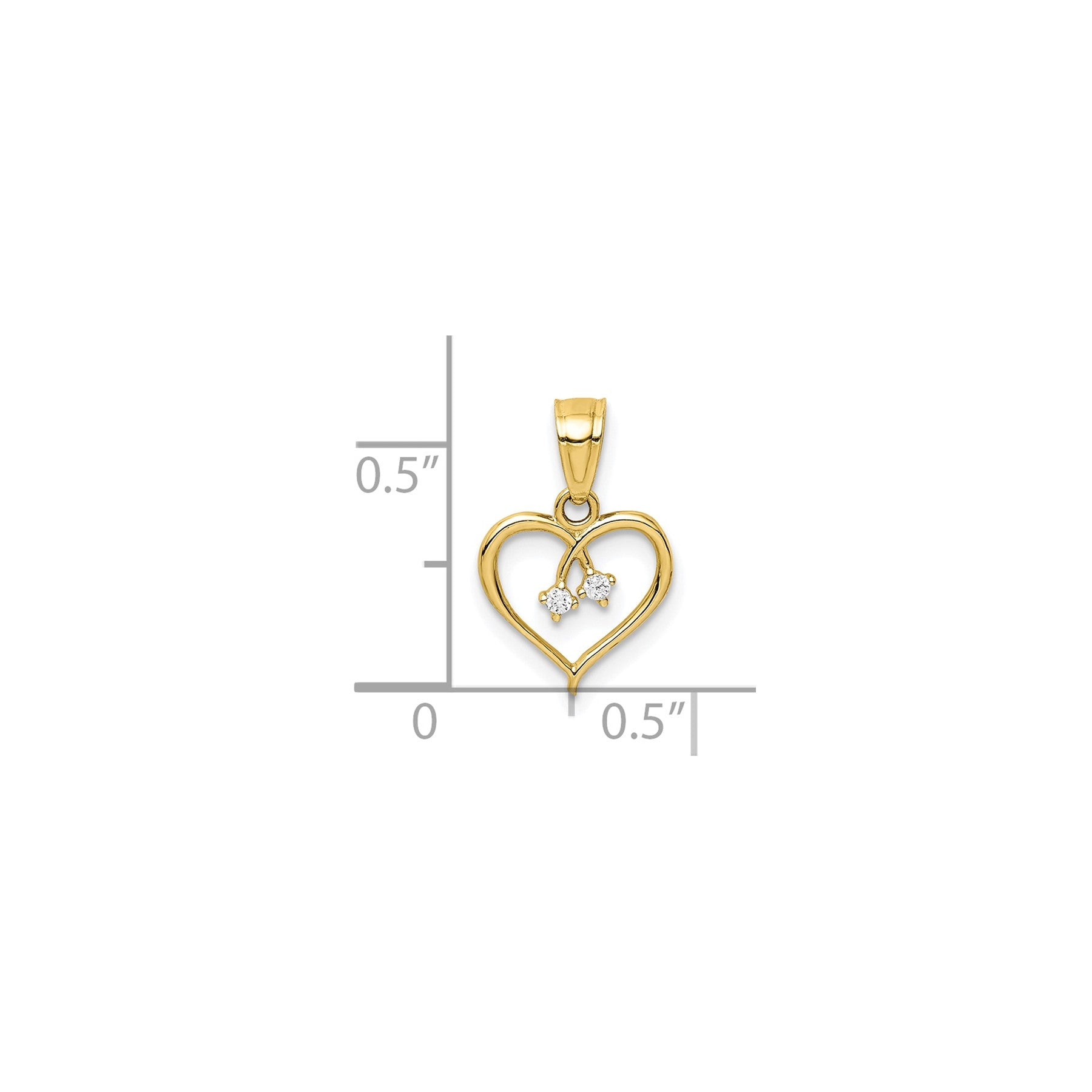 Gold heart pendant with diamond accents, Fine Color Jewels handcrafted jewelry, 0.5 inch size