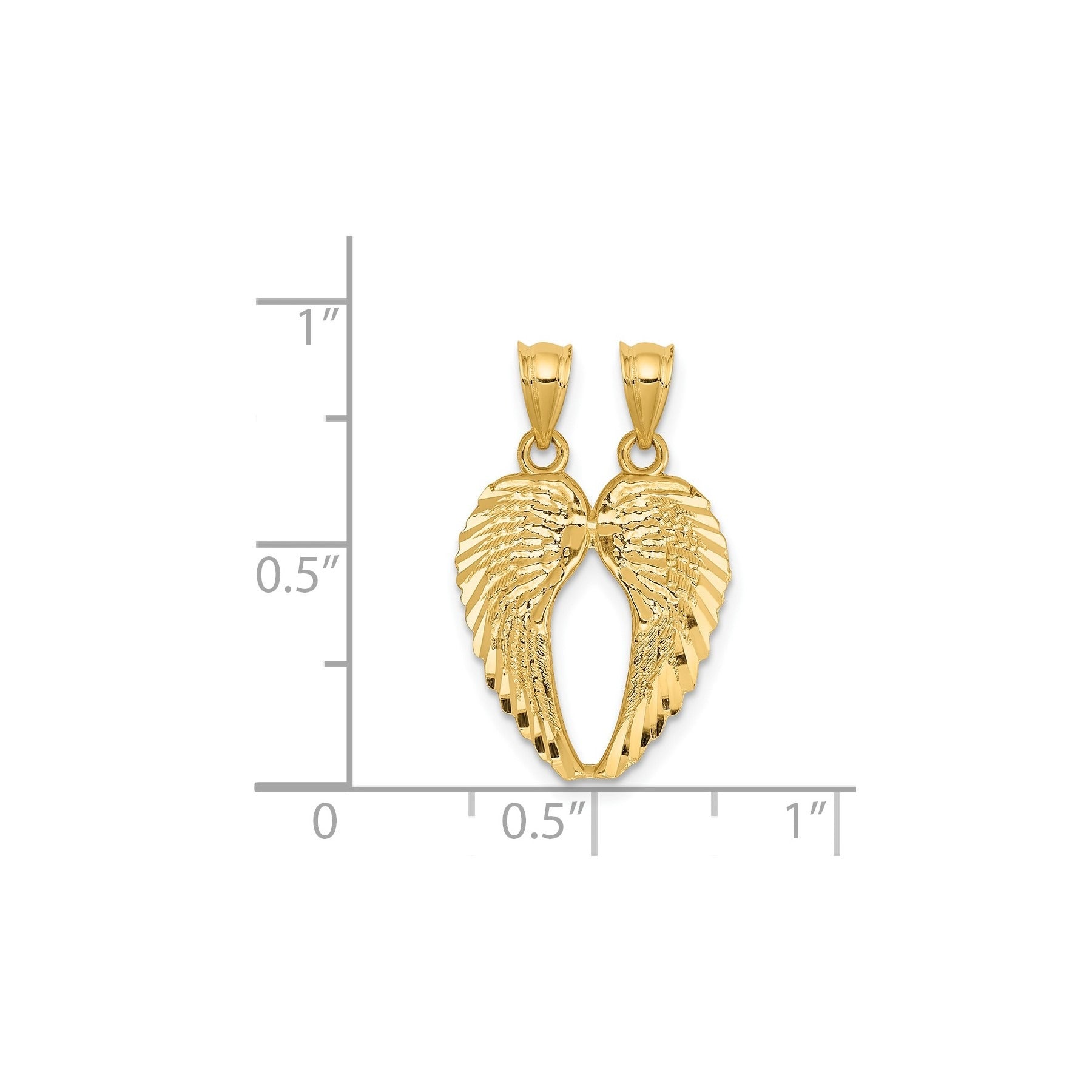 14k Gold Two-Piece Break-Apart Wings Pendant Fine Color Jewels