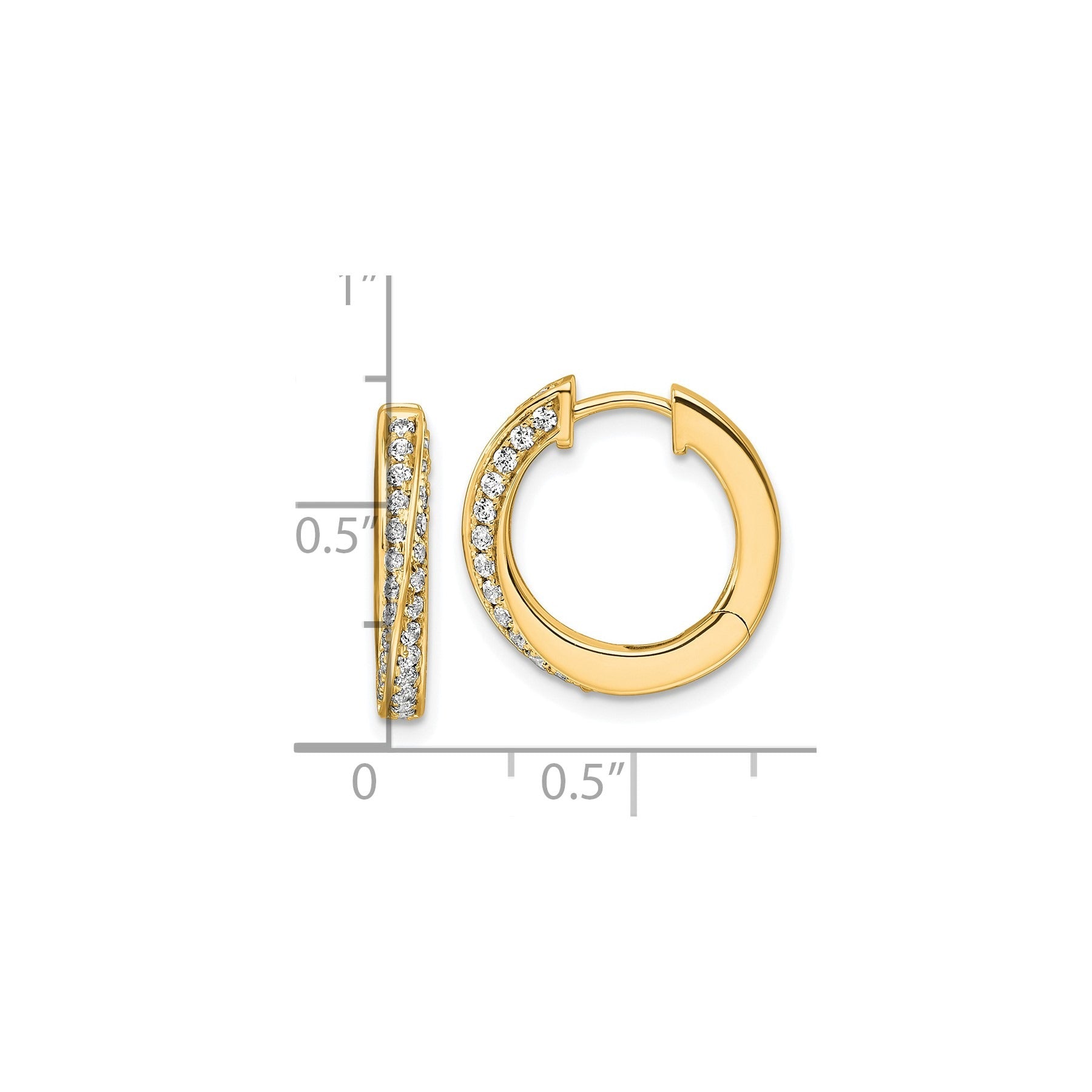 14k Gold Lab Diamond Twisted Hinged Hoop Earrings
