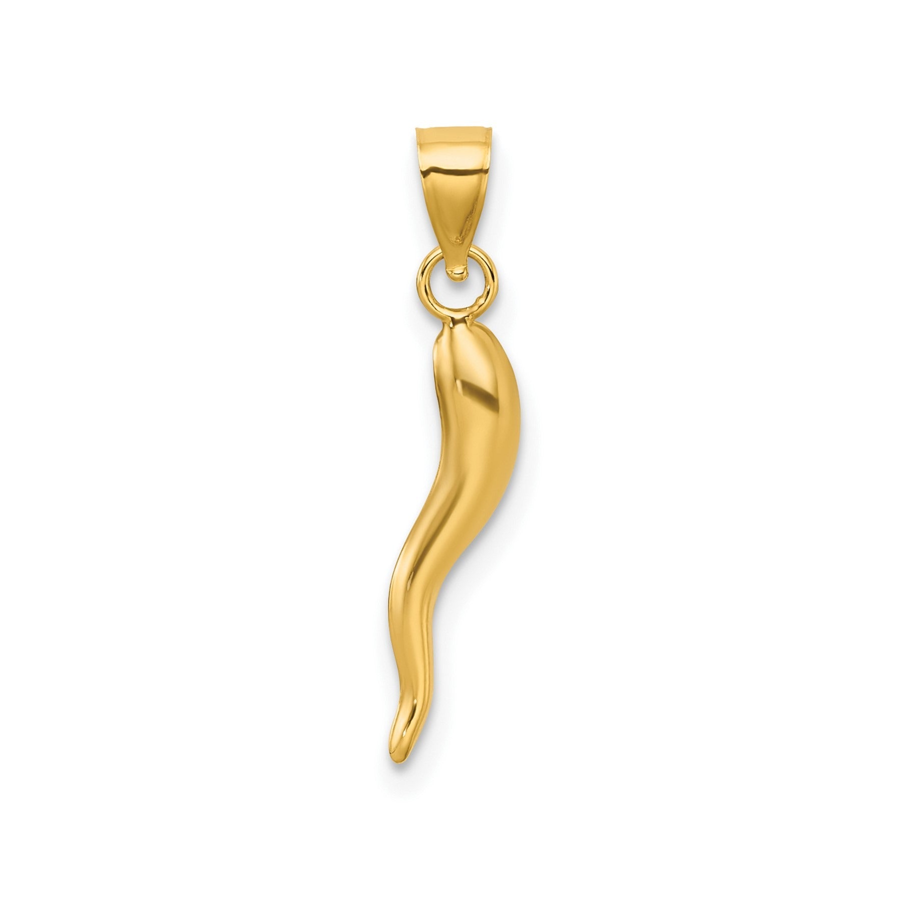 14k Hollow 3-D Italian Horn Pendant